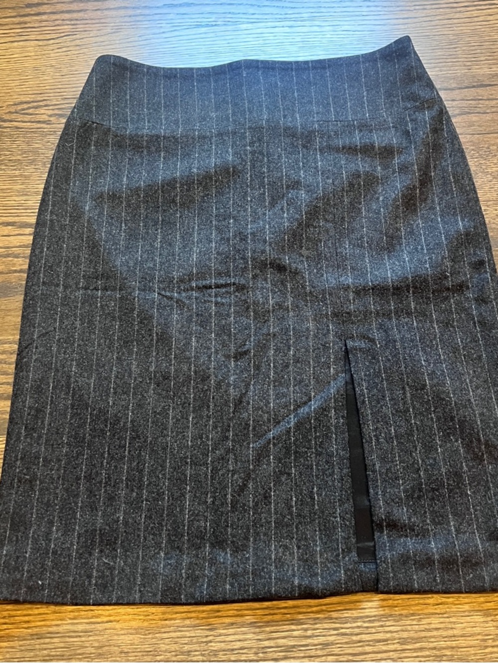 Banana Republic Gray Pinstripe Pencil Skirt with Front Slit